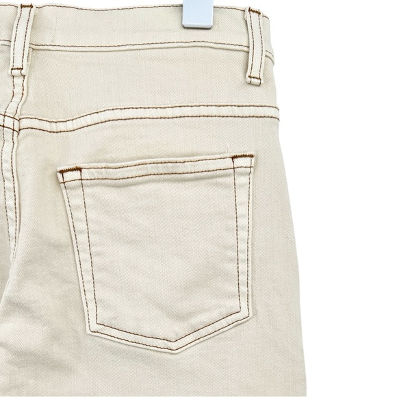 KHAITE Wendell Jean in Ivory - Cream White Brown Stitching Trim Jeans sz 25 - Picture 7 of 16